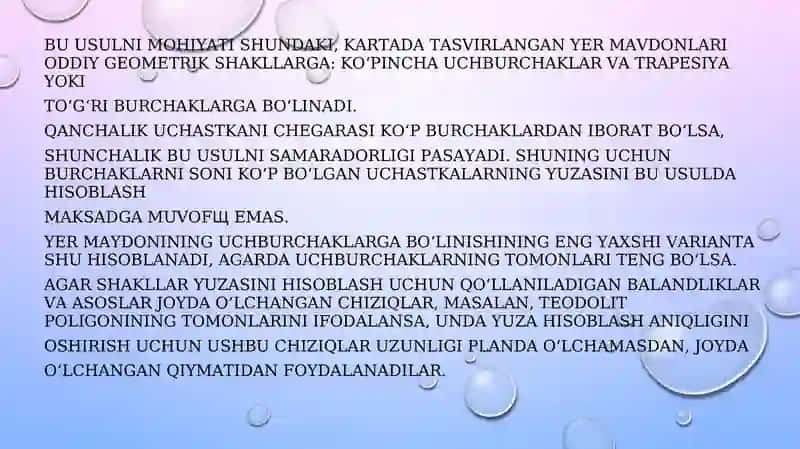 YER MAYDONLAR YUZASINI GRAFIK USULDA ANIQLASH 4