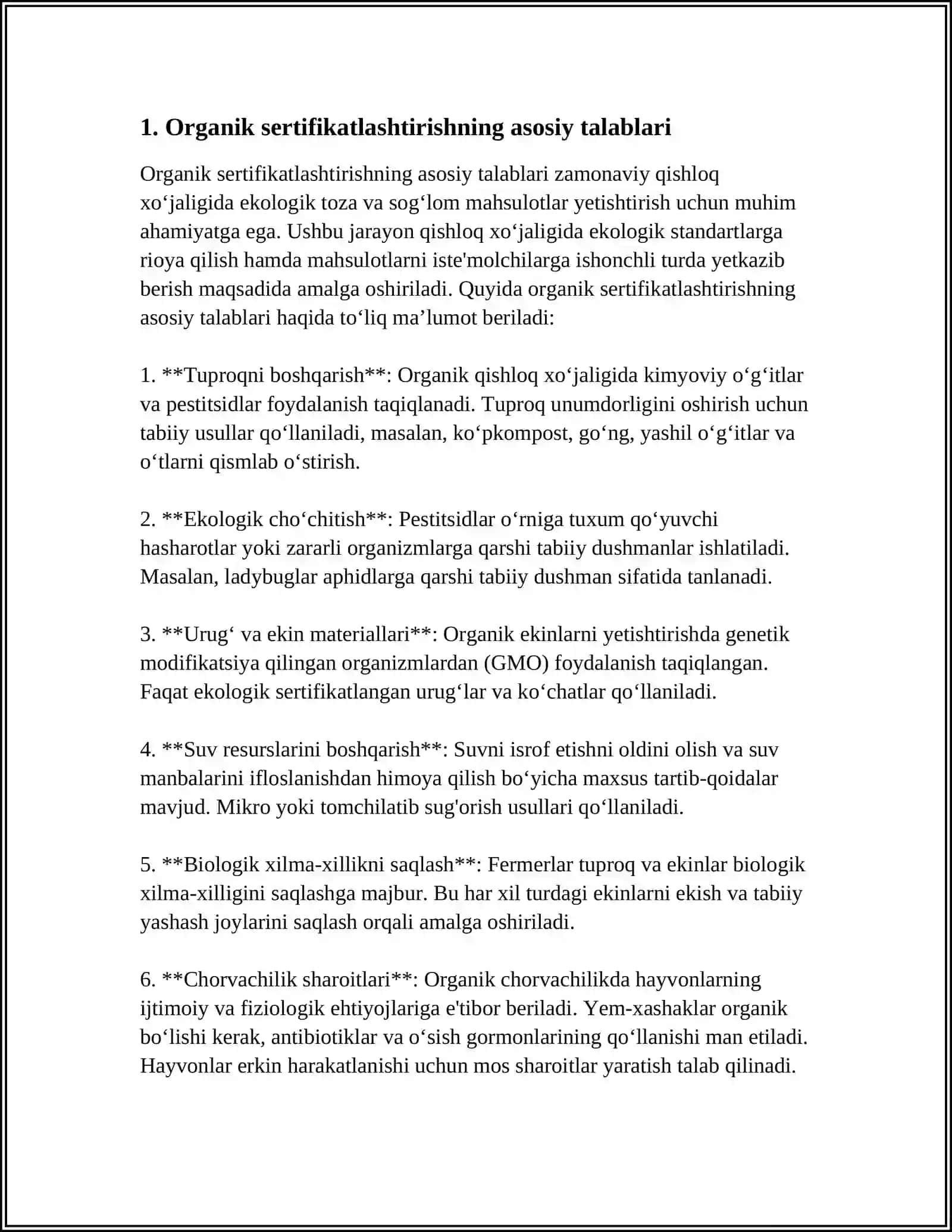 ORGANIK MAHSULOTLAR YETISHTIRISHNI SERTIFIKATLASHTIRISH TIZIMI 4