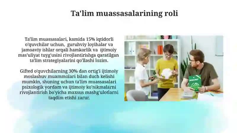Iqtidorli talabalarning ijtimoiylashuv darajasi 4