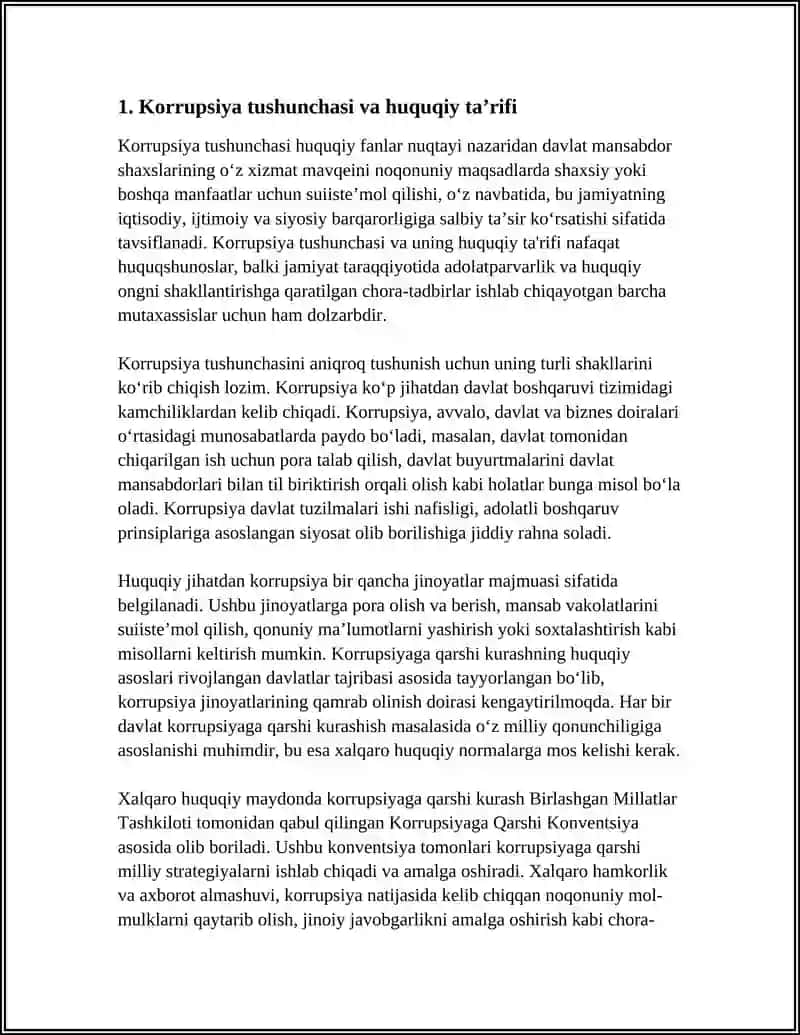 KORRUPSIYA TUSHUNCHASI VA UNING MAZMUN MOHIYATI.KORRUPSIYAGA QARSHI KURASHISHNING ASOSIY MEXANIZMLARI 4