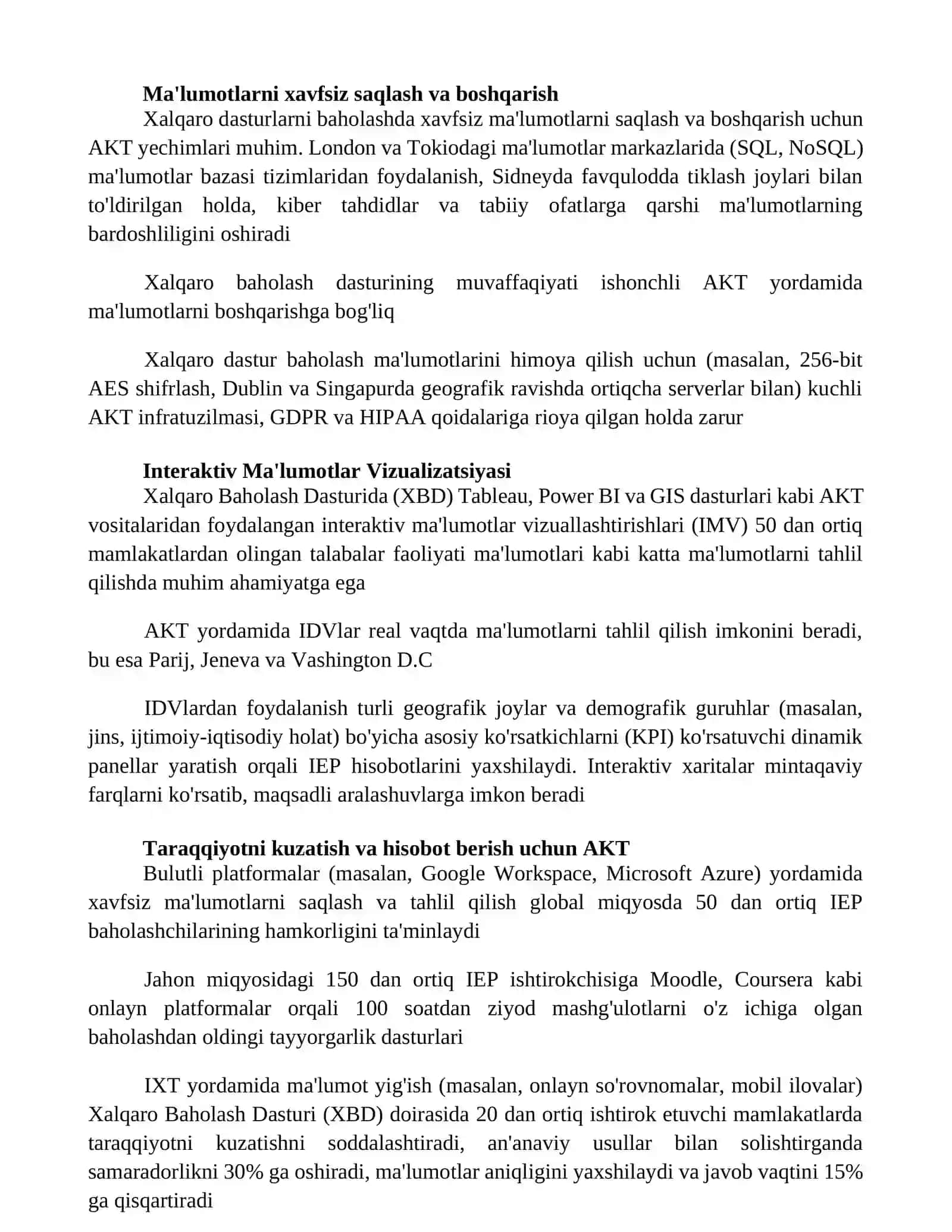 Xalqaro baholash dasturida tayyorgarlik jarayonida axborot-kommunikasiya texnalogiyalarini qo'llash 4