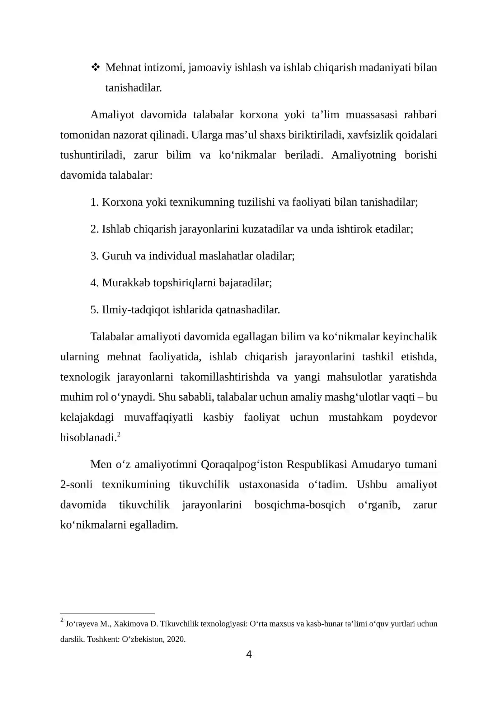 HISOBOT. TEXNIKUM TIKUVCHILIK BOʻYICHA 4