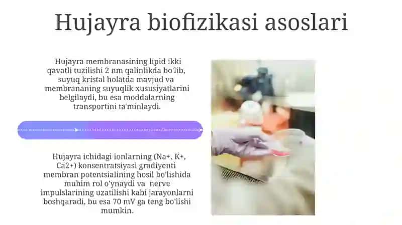 Hujayra biofizikasi va biomembralogiya asoslari 4