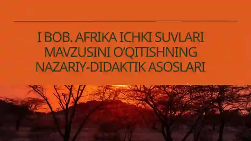 Afrika materigi ichki suvlari mavzusini o‘qitish metodikasi 4