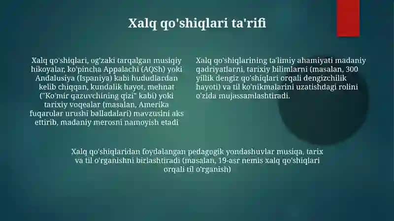 Xalq qo'shiqlari va ularning tarbiyaviy ahamiyati 4