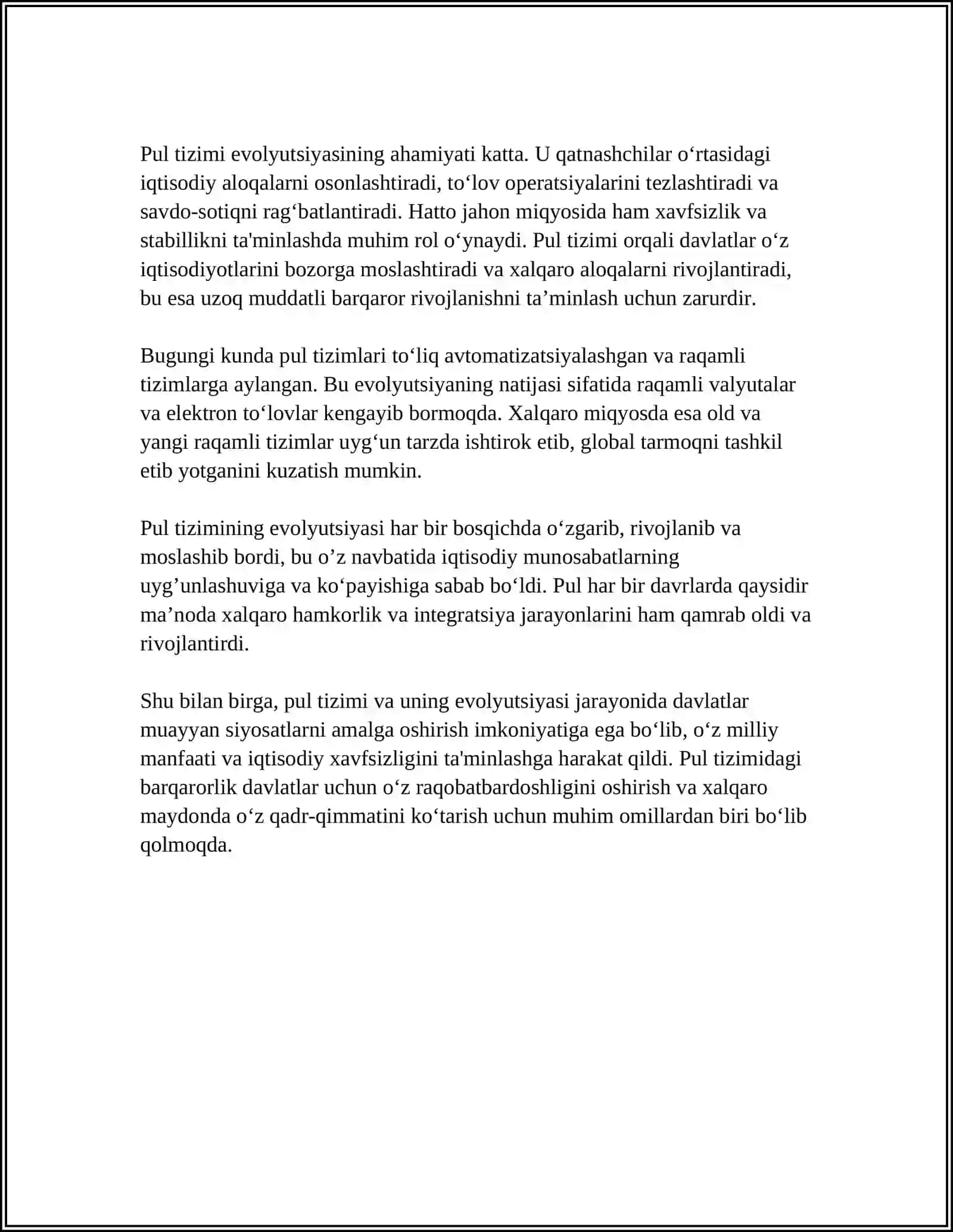 PUL TIZIMI EVALYUTSIYASI VA UNING TURLARI 4