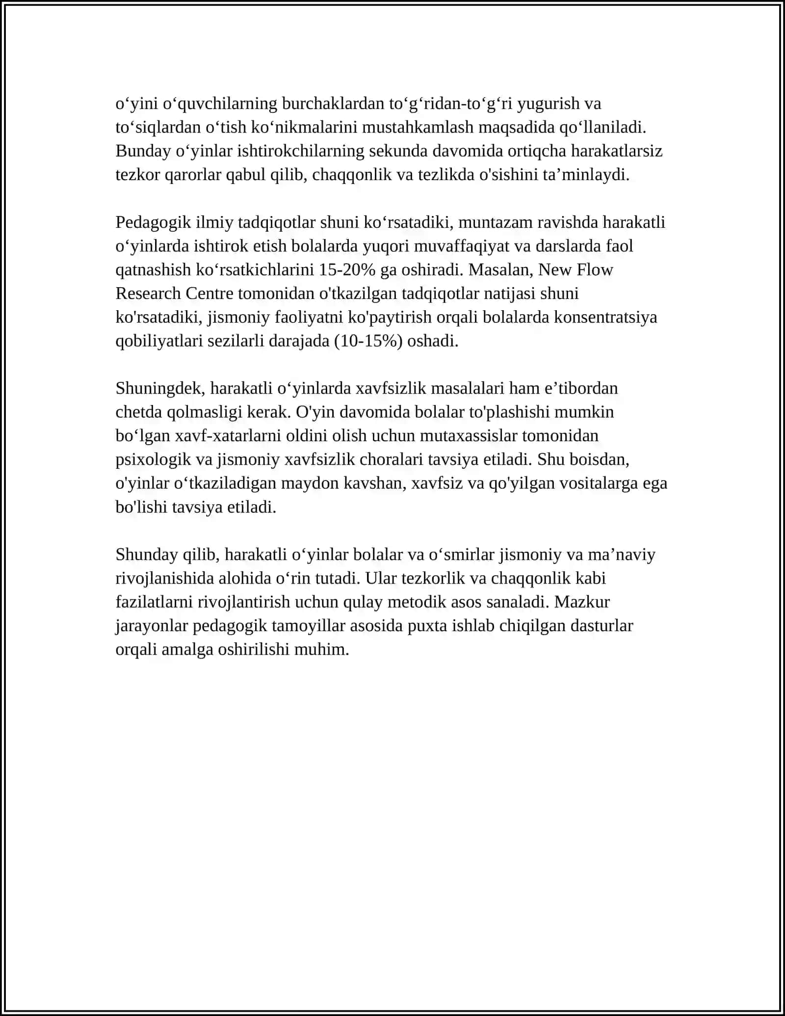 HARAKATLI ÕYINLAR ORQALI TEZKORLIK VA CHAQQONLIKNI RIVOJLANTIRISH METODIKASI 4