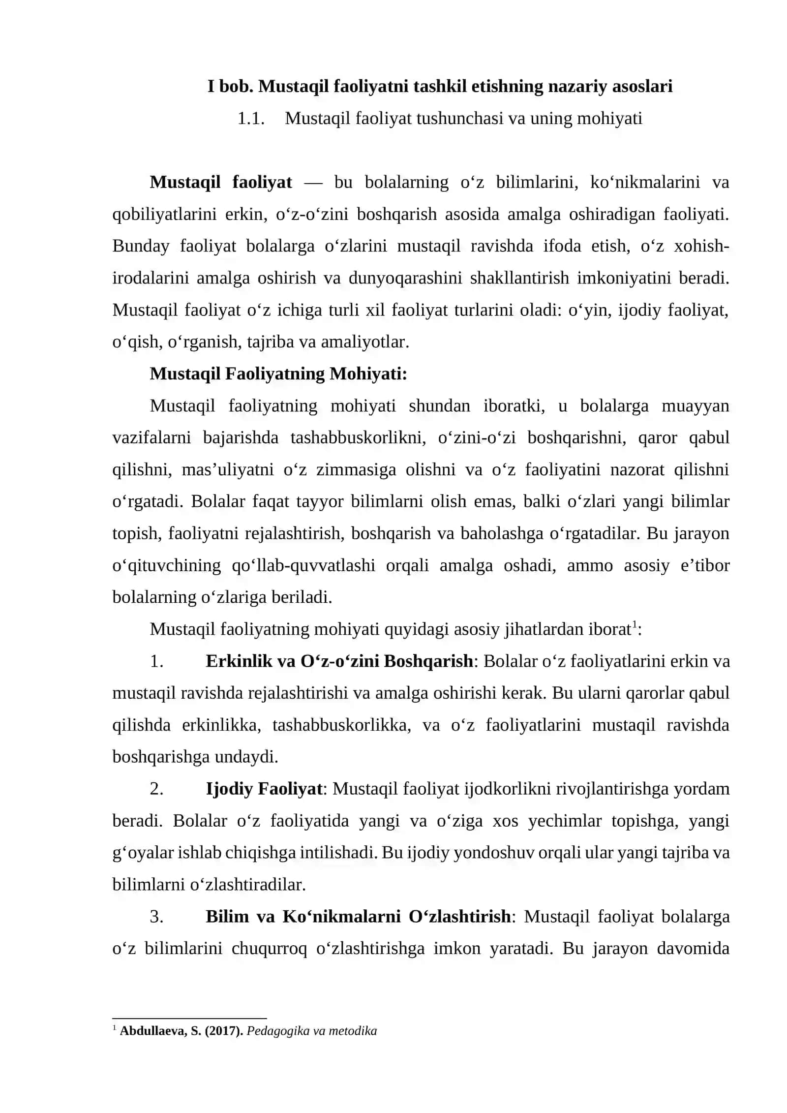 Mustaqil faoliyatni tashkil etishning nazariy asoslari 4