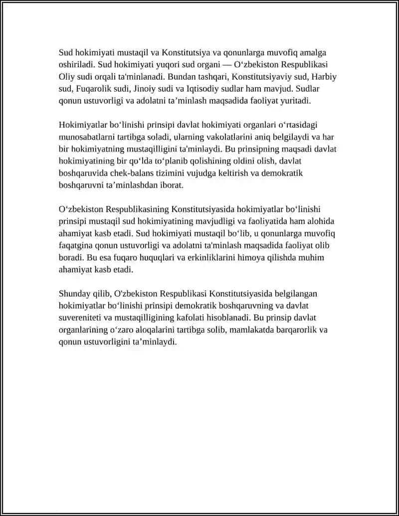 MUSTAQIL O‘ZBEKISTONDA HOKIMIYATLAR BO‘LINISHI PRINSIPI 4