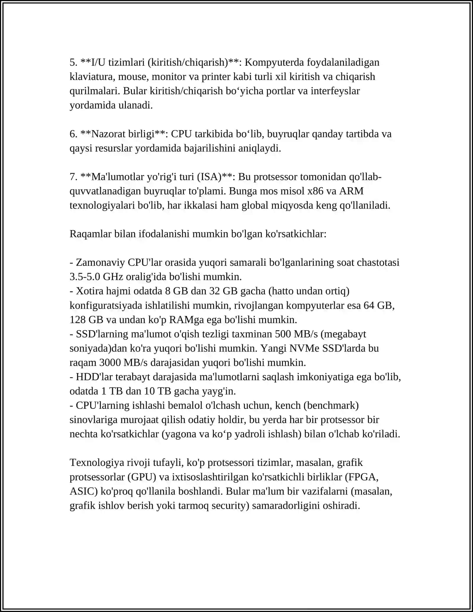 MARKAZIY PROSESSOR QURILMASI (CPU) 4