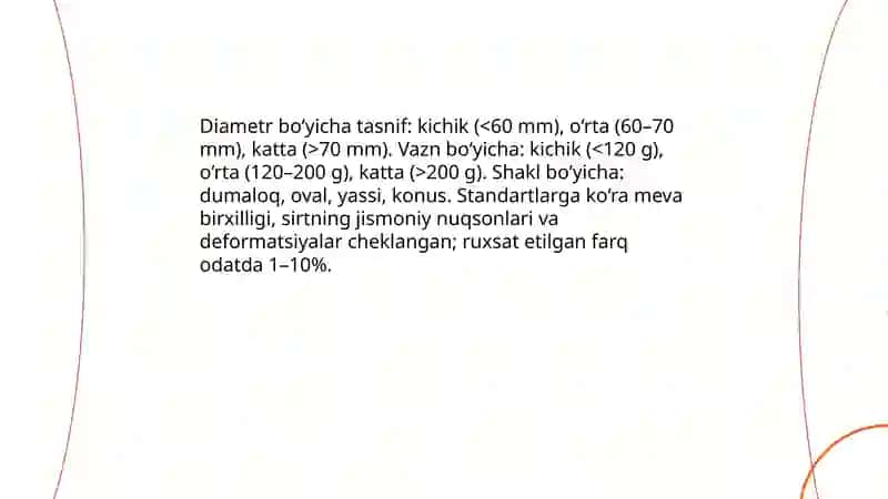 Olma navlarining morfologik xususiyatlari 4