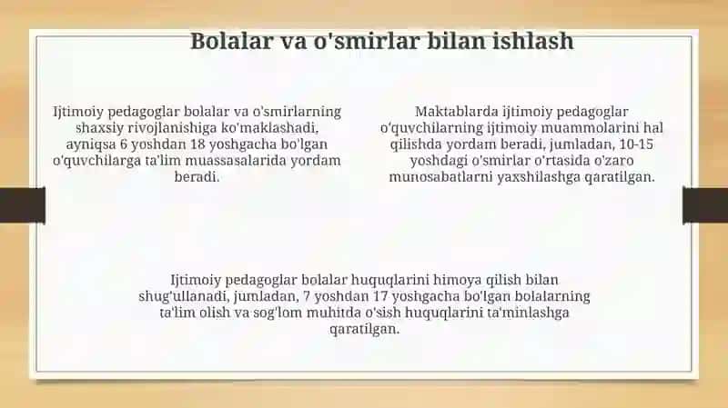 O'zbekistonda ijtimoiy pedagogikaning faoliyat soxalari 4