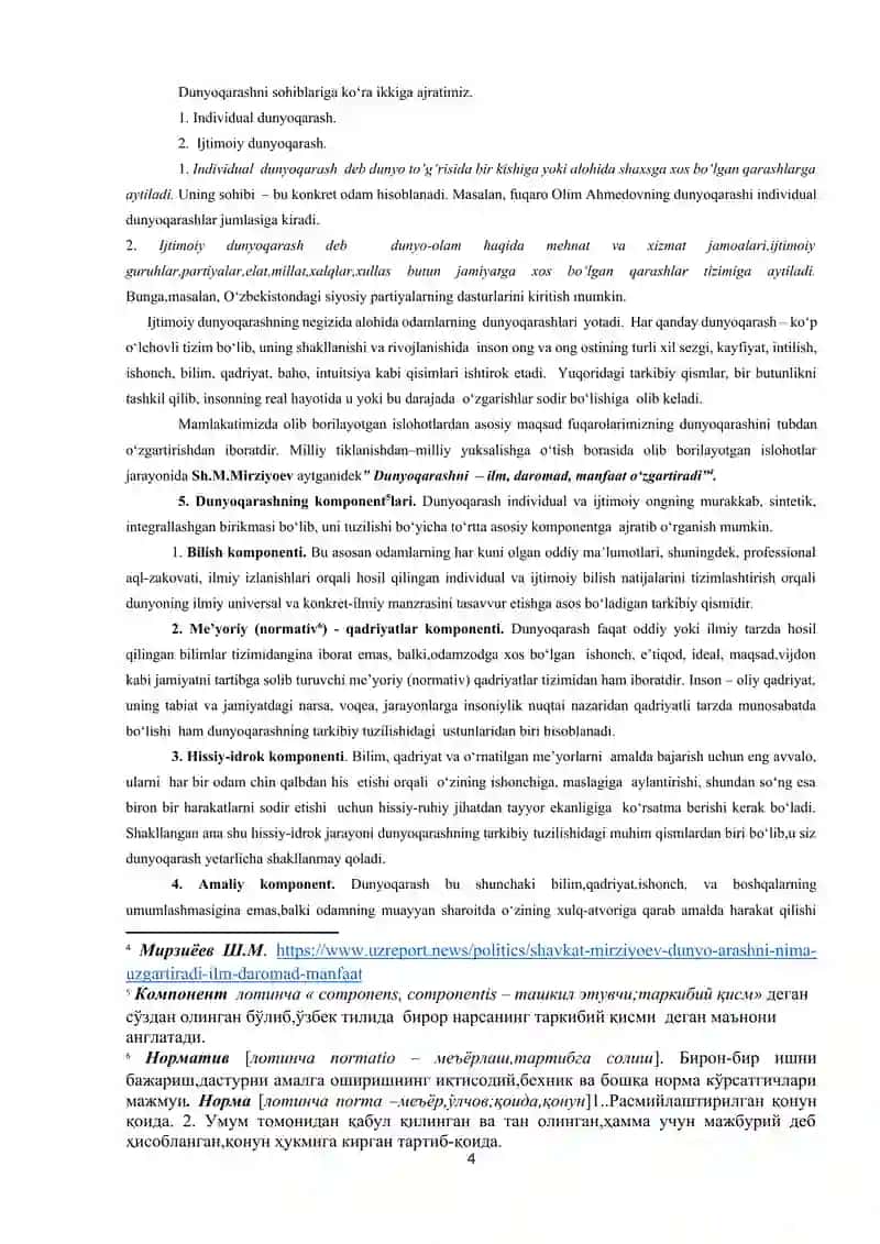 FALSAFANING  FAN  VA  DUNYOQARASHGA DOIR MOHIYATI 4
