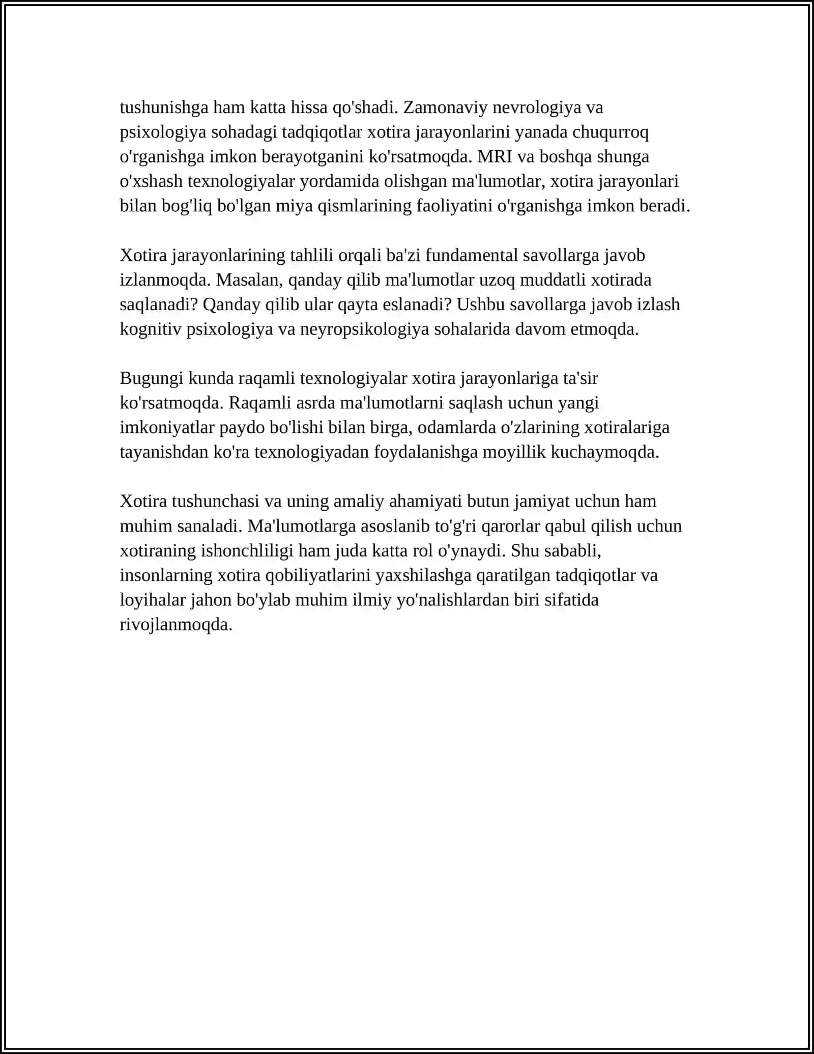 Xotira tushunchasi va ahamiyati 4