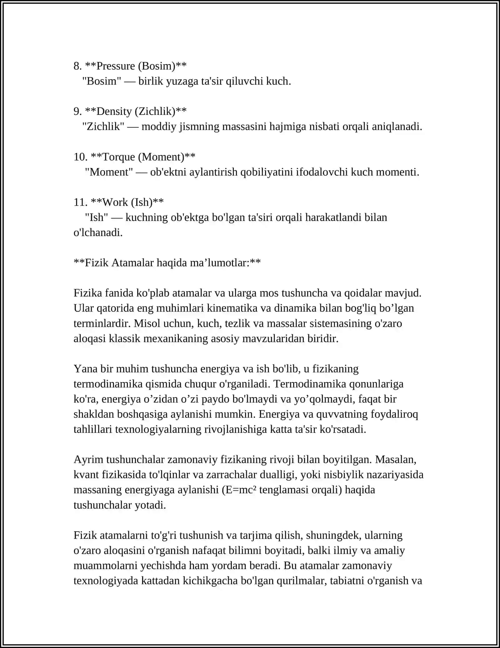 TRANLATION OF THE TEXT AND TERMENALOGY ON PHYSIC 4