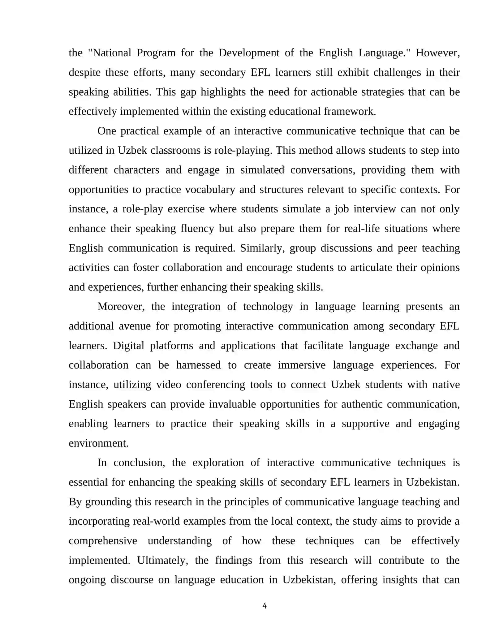 Developing speaking fluency and accuracy through interactive communicative techniques in secondary EFL education 4