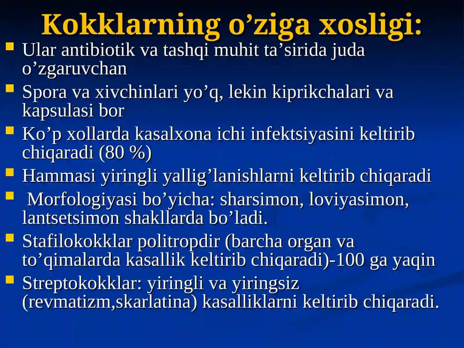 Patogen grammanfiy (meningokok va gonokoklar) va grammusbat (stafilokokklar, streptokokklar) kokklar 4