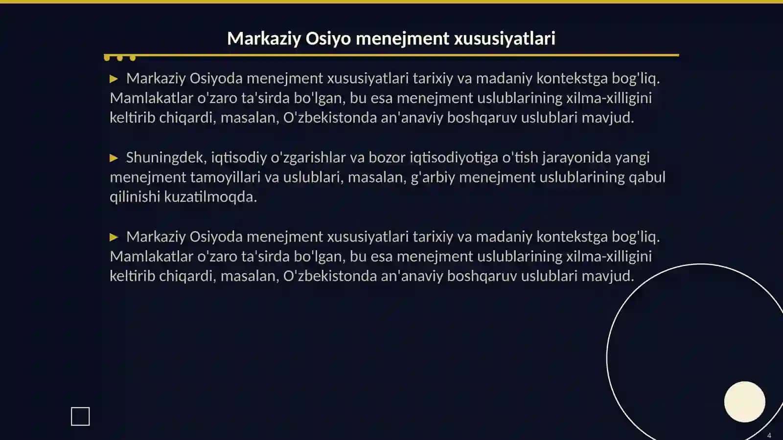 Menejmentning nazariy talqinlari va uning asosiy tamoyillari 4