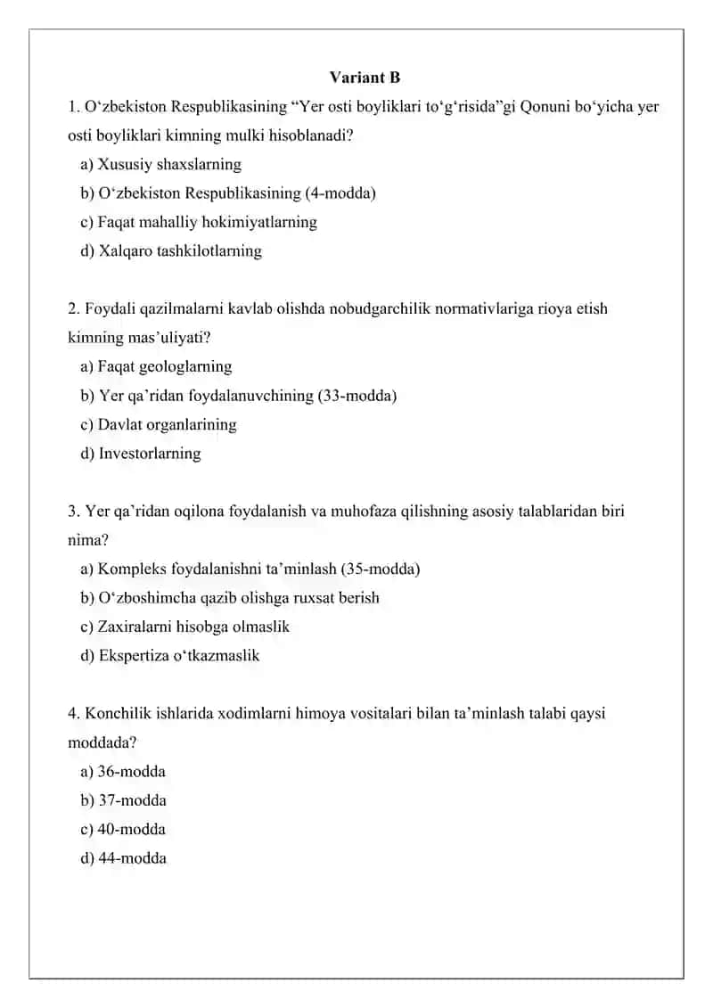 Yer osti boyliklarini muhofaza qilishning ekologik-huquqiy talablarini buzganlik uchun javobgarlik 4