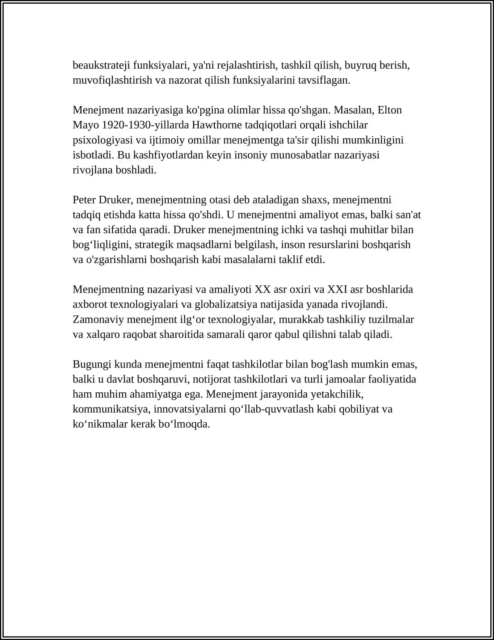 MENEJMENTNING RIVOJLANISH TARIXI VA HOZIRGI HOLATI 4