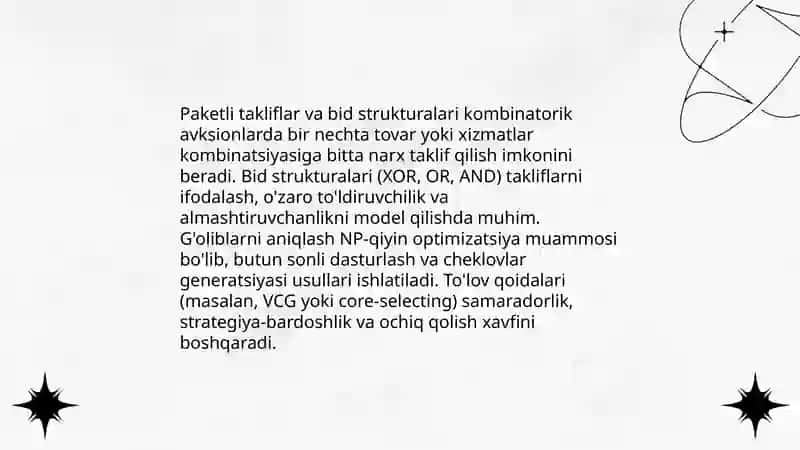 Kombinatorik avksionlar 4
