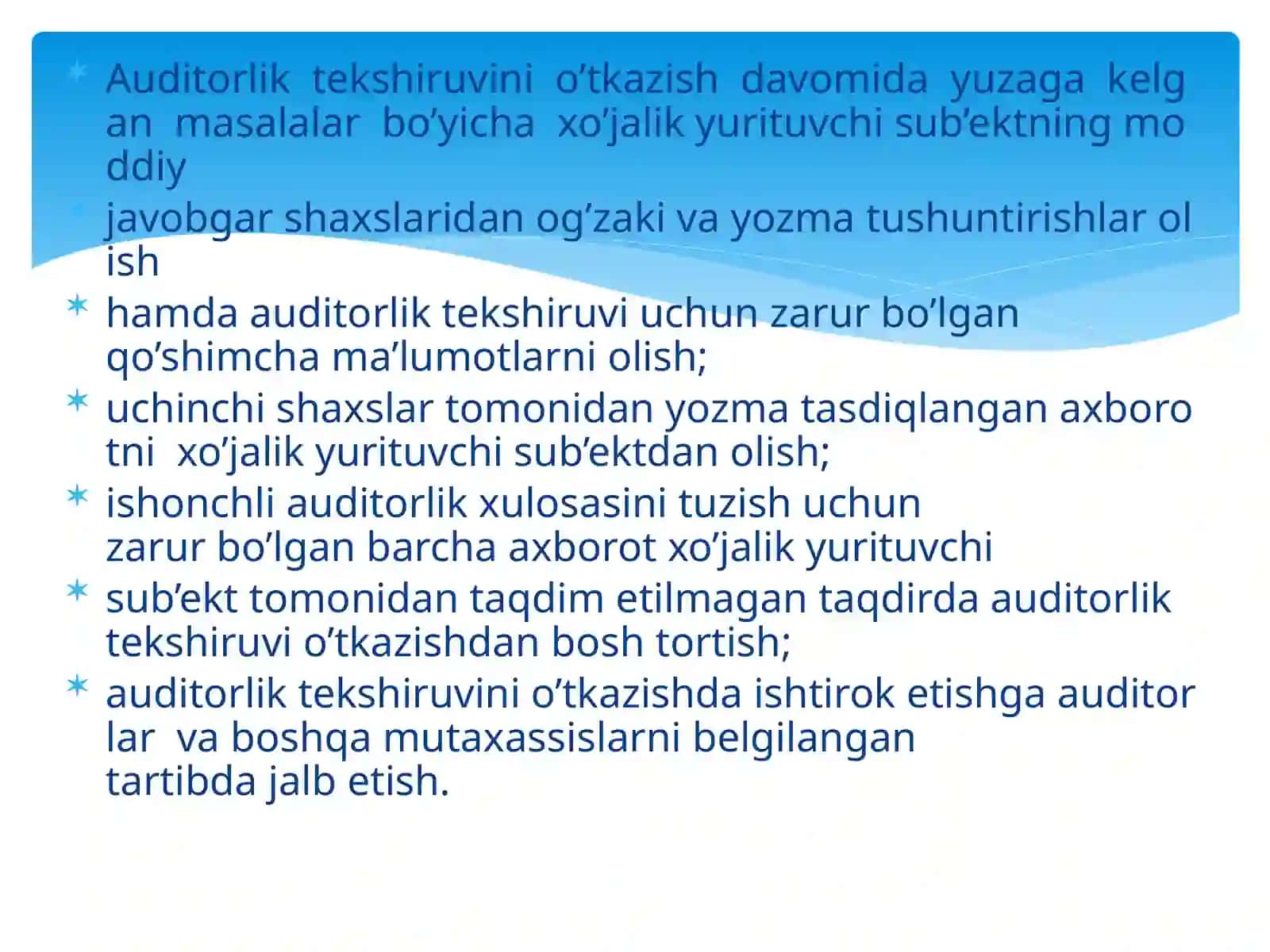 Auditorlik tashkilotining huquqlari va majburiyatlari 4