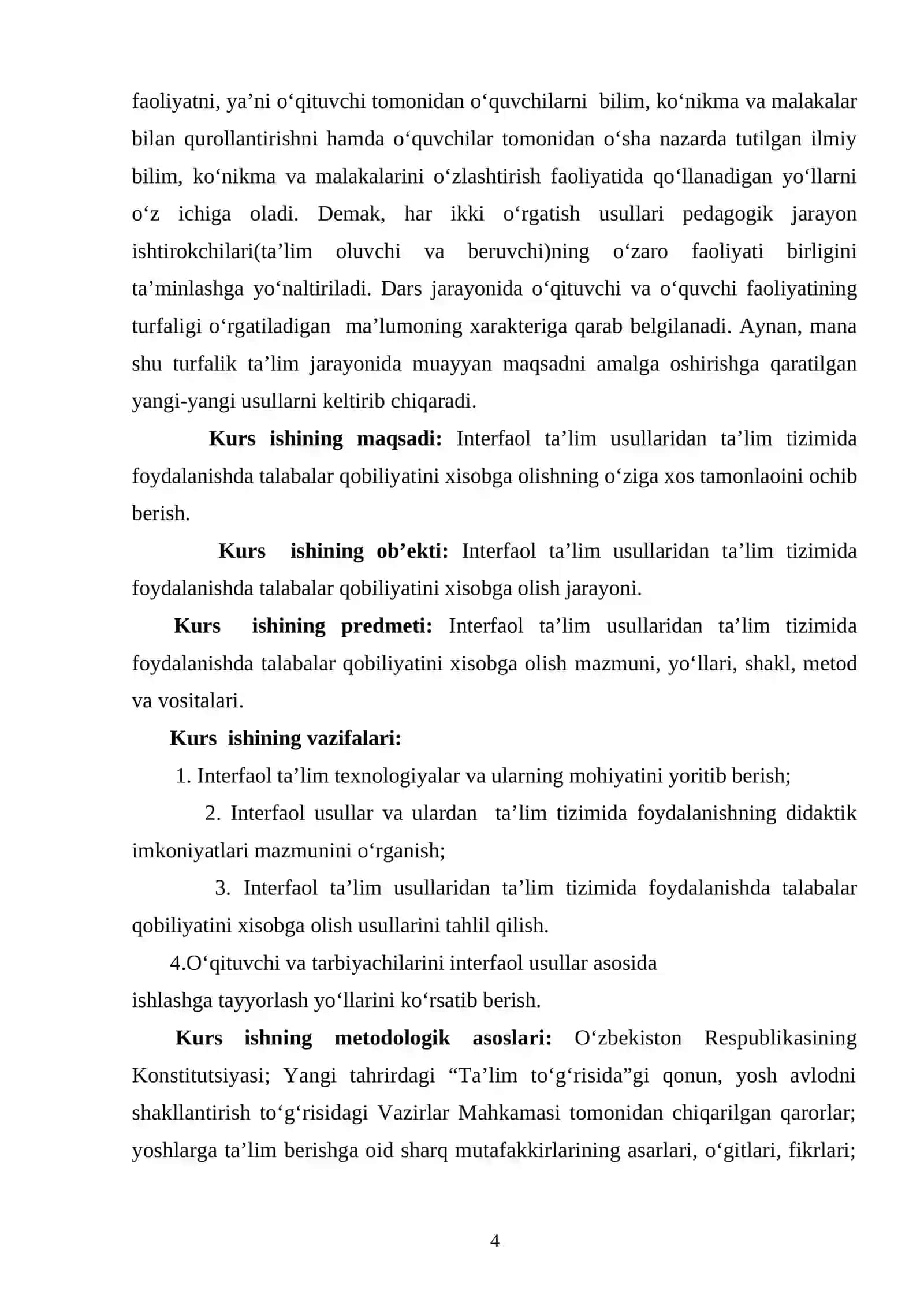 O‘QITUVCHI VA TARBIYACHILARINI INTERFAOL USULLAR ASOSIDA  ISHLASHGA TAYYORLASH 4