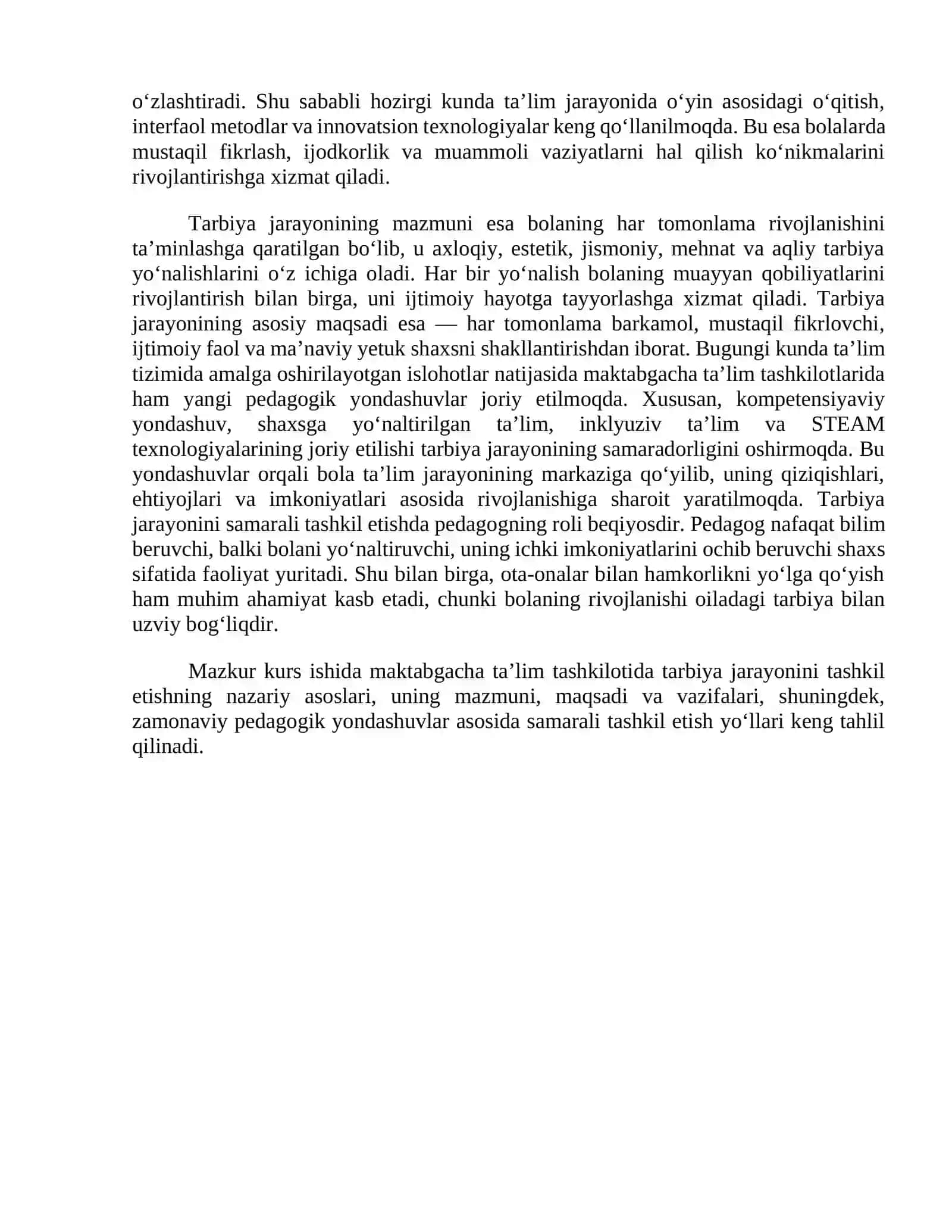 Maktabgacha taʼlim tashkilotida tarbiya jarayonini tashkil etish 4