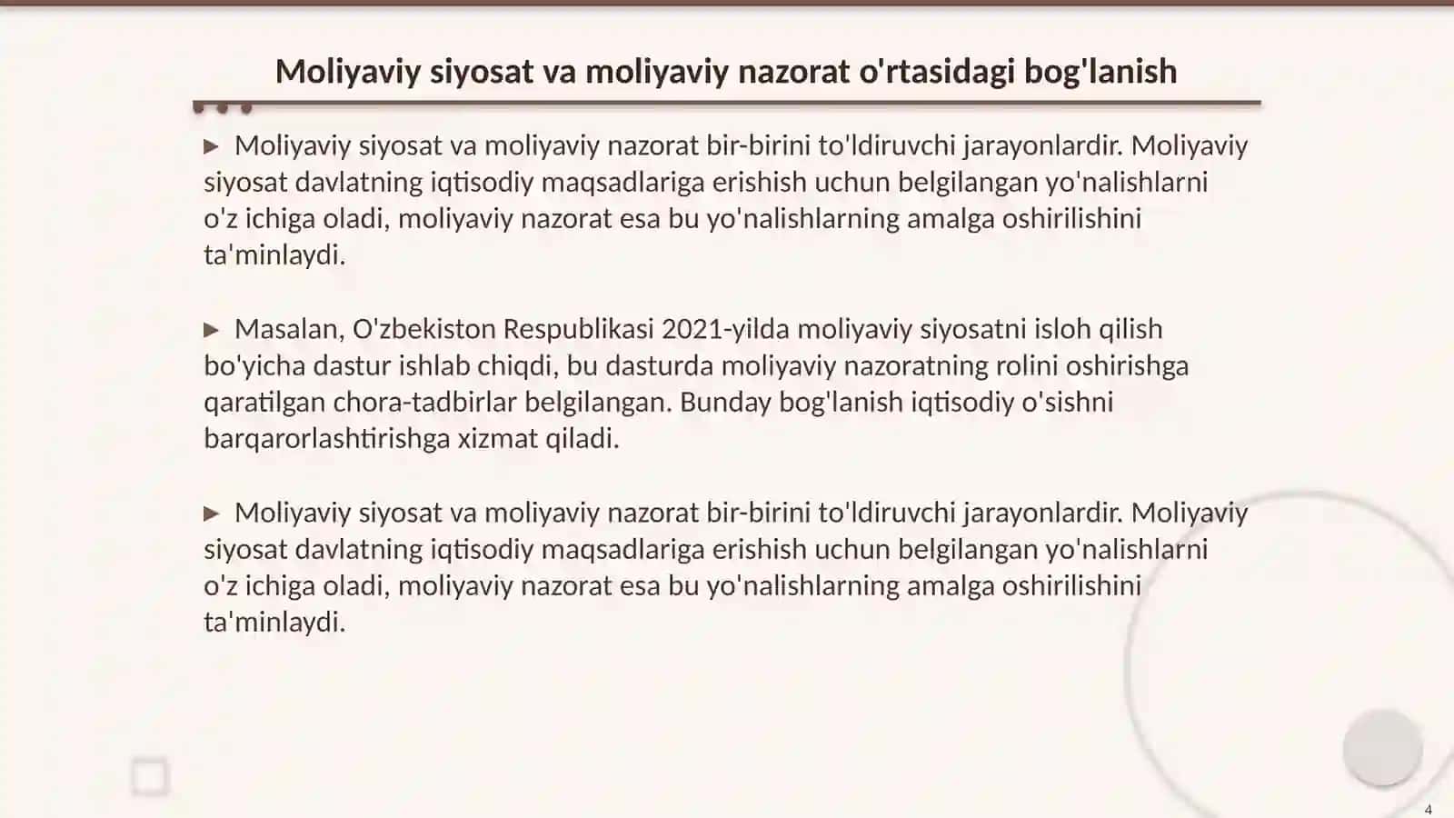Moliyaviy nazorat – moliyaviy siyosatning majburiy elementi sifatida 4