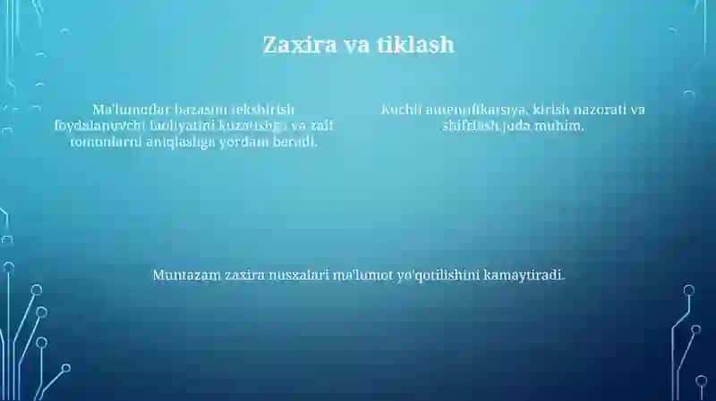 Maʼlumotlar bazalarining ichki himoya vazifalari 4