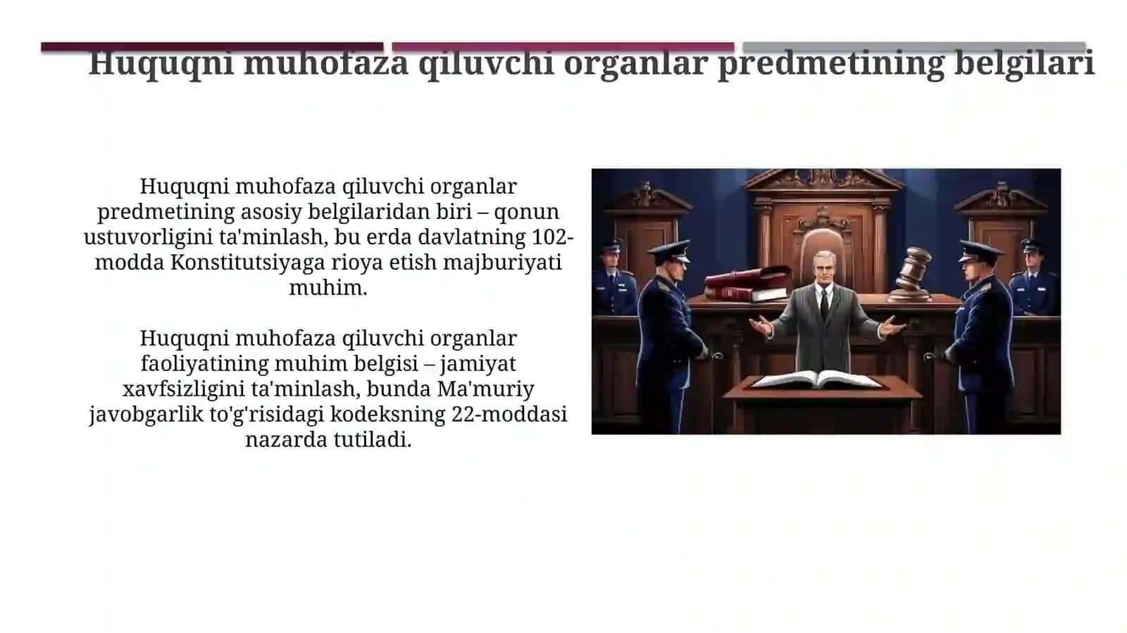 Huquqni muhofaza qiluvchi organlar predmeti tushunchasi va xususiyatlari 4