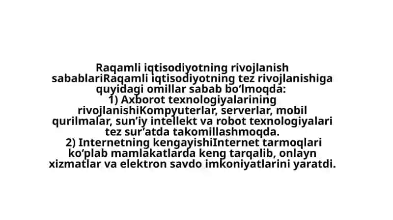 Raqamli iqtisodiyot fanining maqsadi va vazifalari 4