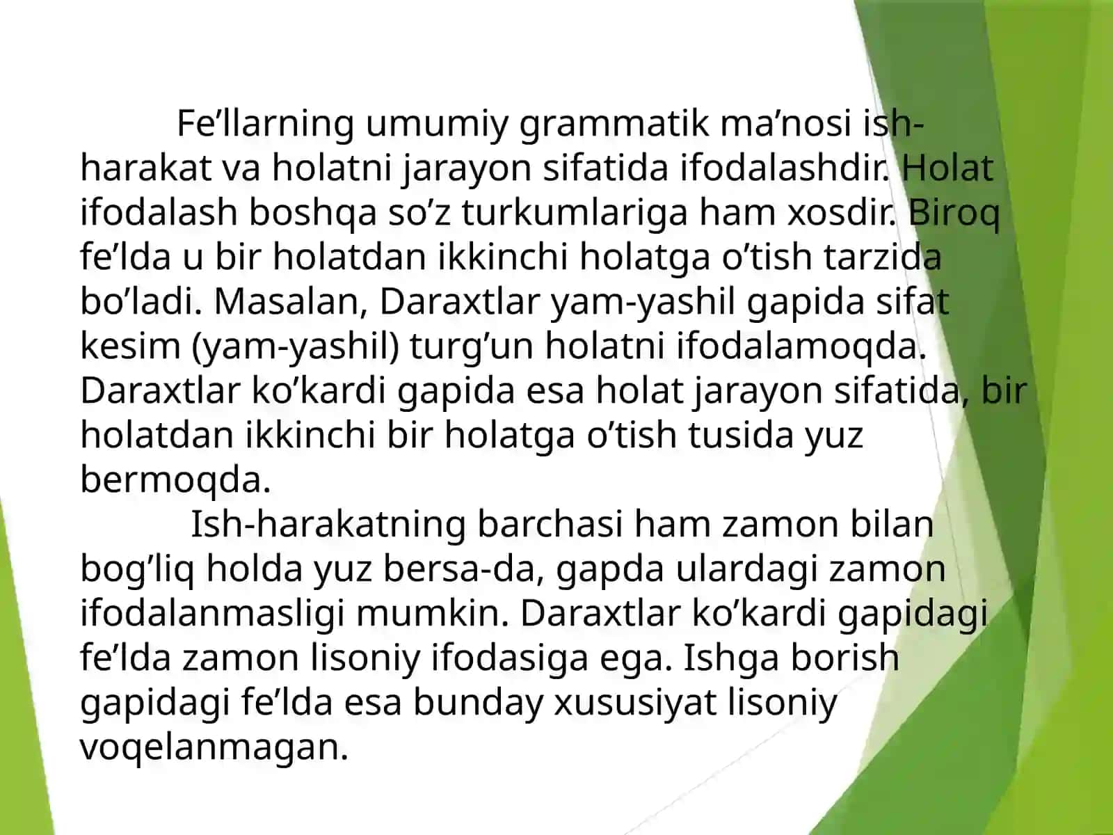 Fe'l so'z turkumi: Fe'lning vazifadosh va modal shakllari 4