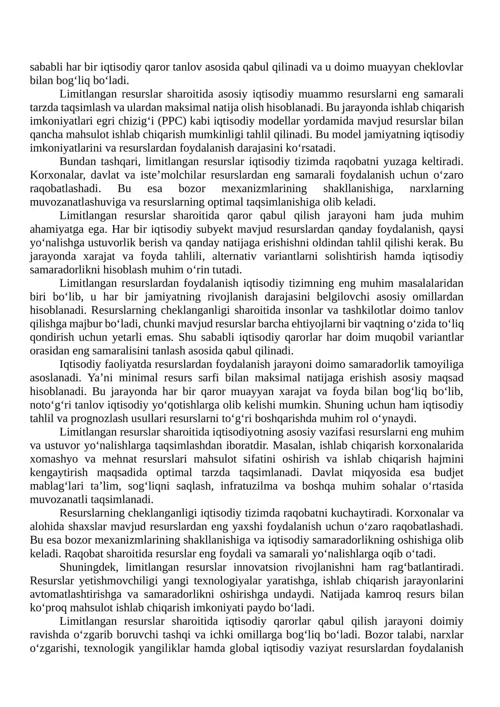 Limitlangan resurslardan foydalanish qarorini tahlil qilish 4