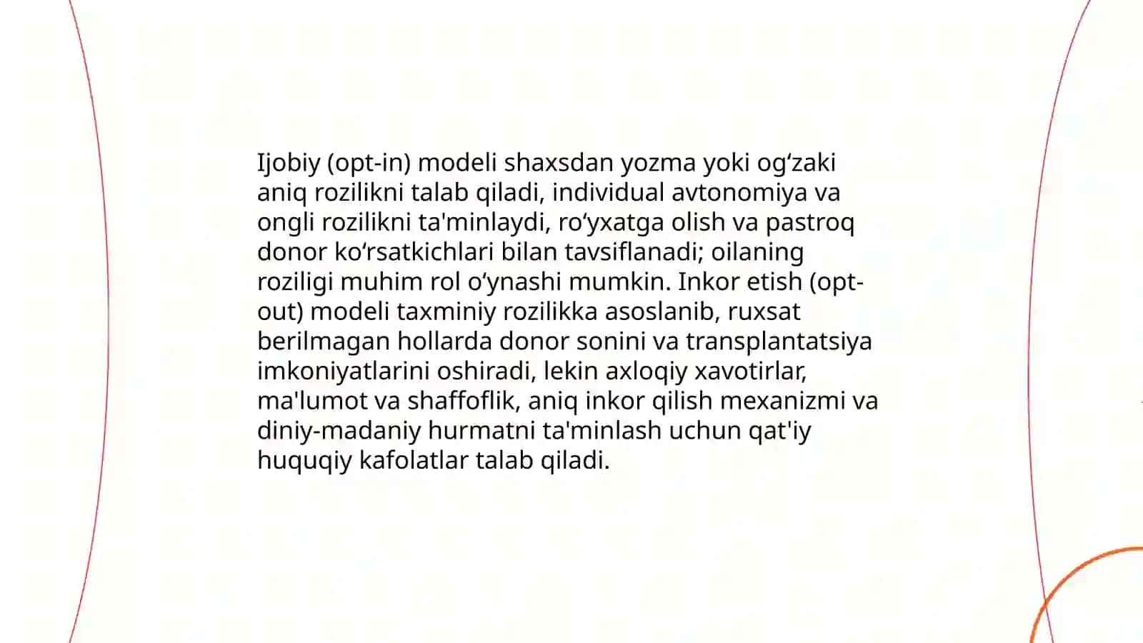 Murdadan a'zo va to'qima olishning yuridik modellari 4