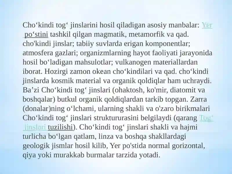 Cho’kindi jinslarni muvofiq yotishi 4
