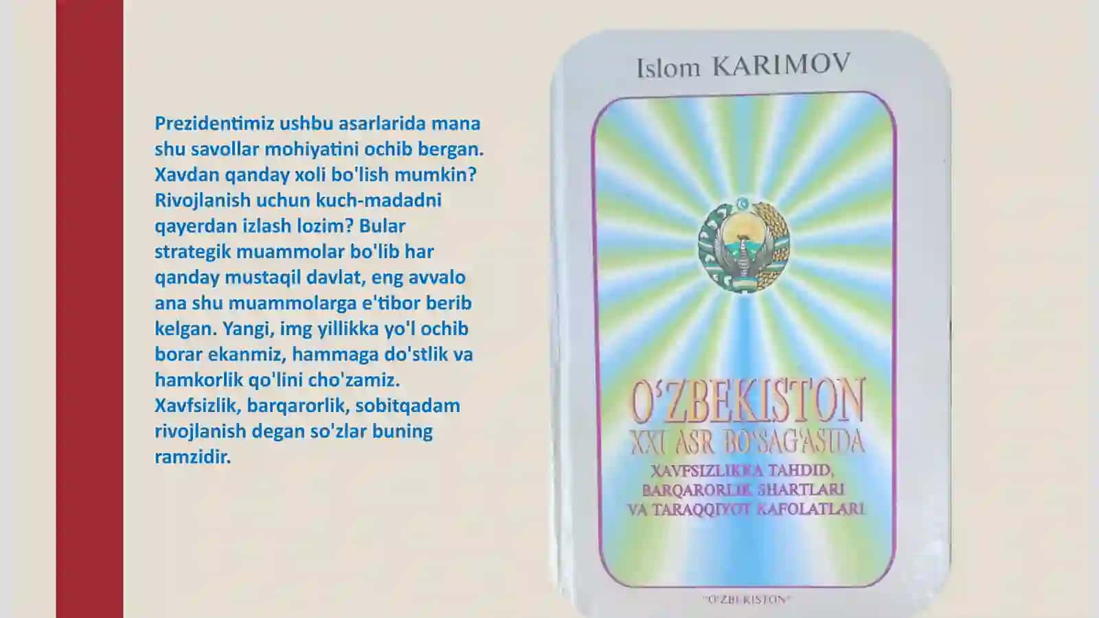O'zbekiston XXI asr bo'sag'asida xavfsizlikka tahdid, barqarorlik shartlari va taraqqiyot kafolatlari 4