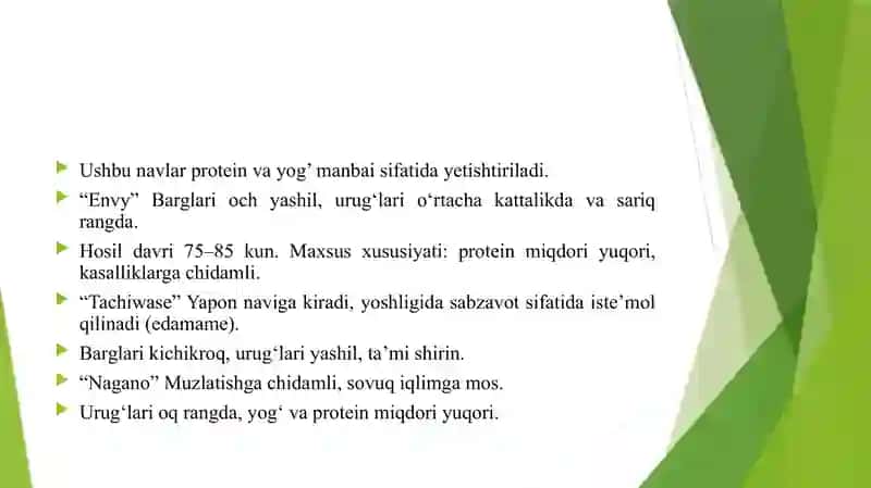 SOYA OʻSIMLIGINI NAVLARI TAVSIFI 4