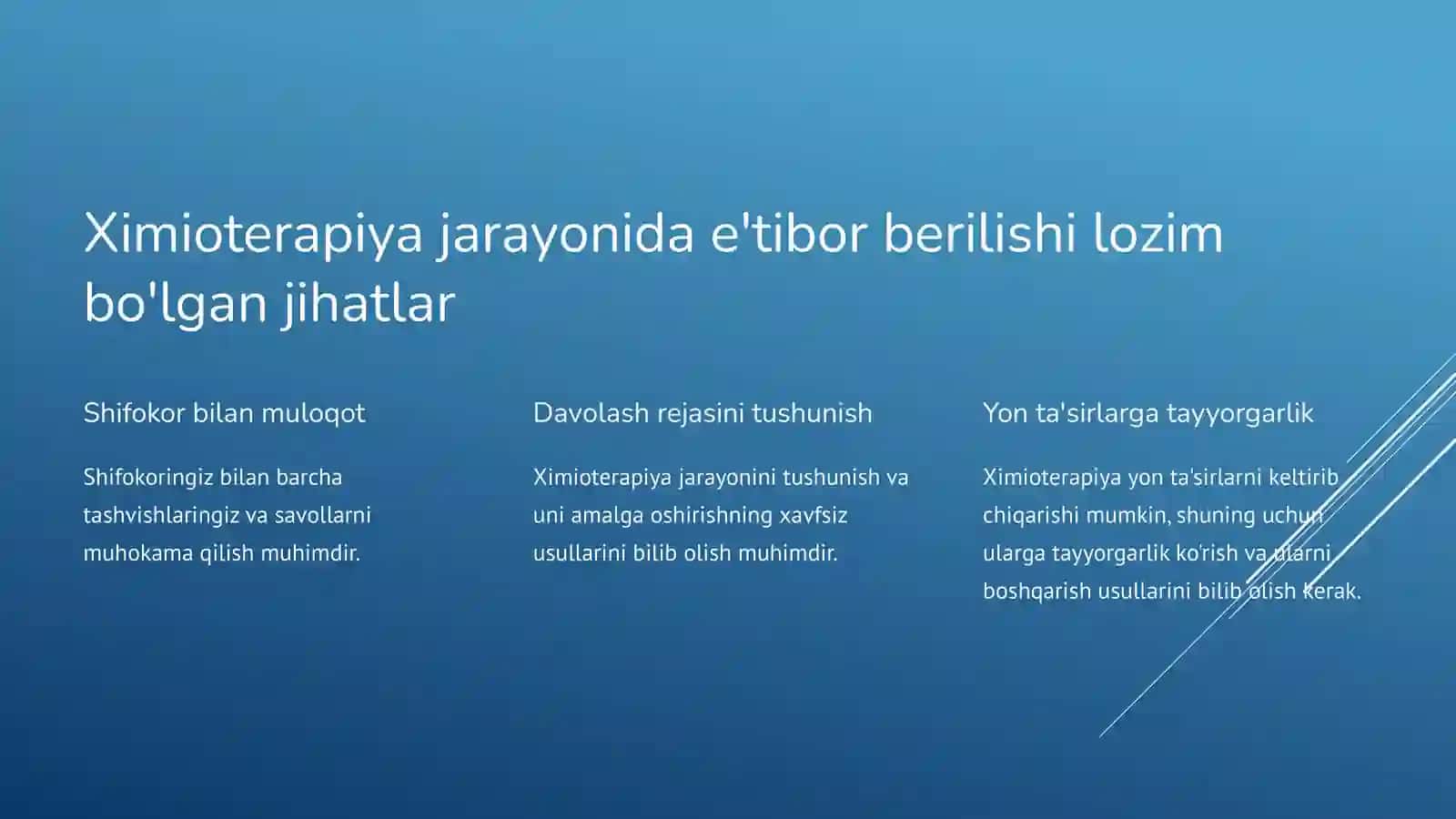 Ximioterapiyaning asosiy mezonlari va talablari 4