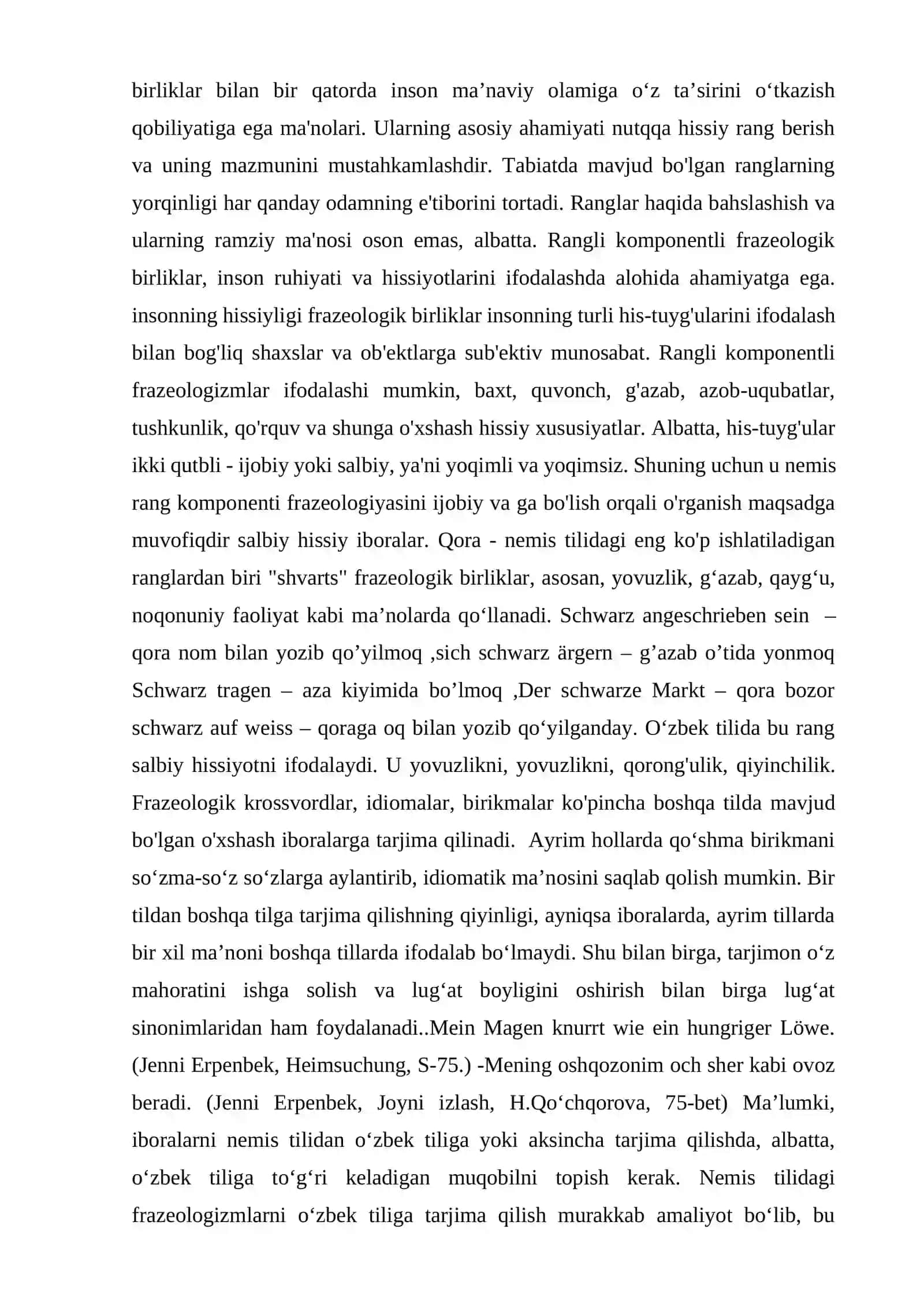 Nemis tilidagi frazeologizmlarning o'zbek tilidagi tarjima usullari va qiyinchiliklari 4