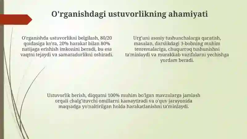 O'quv jarayonida ustuvorliklarni to'g'ri belgilash 4