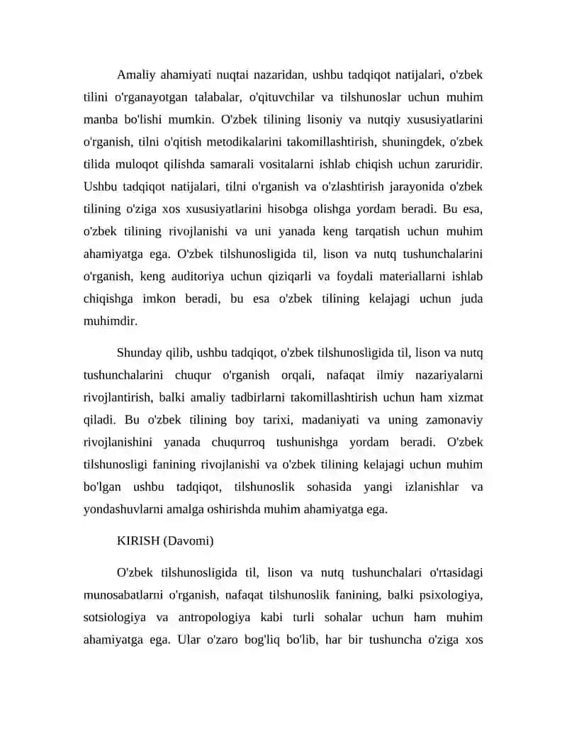 Oʻzbek tilshunosligida til lison nutq tushunchalari tahlili 4