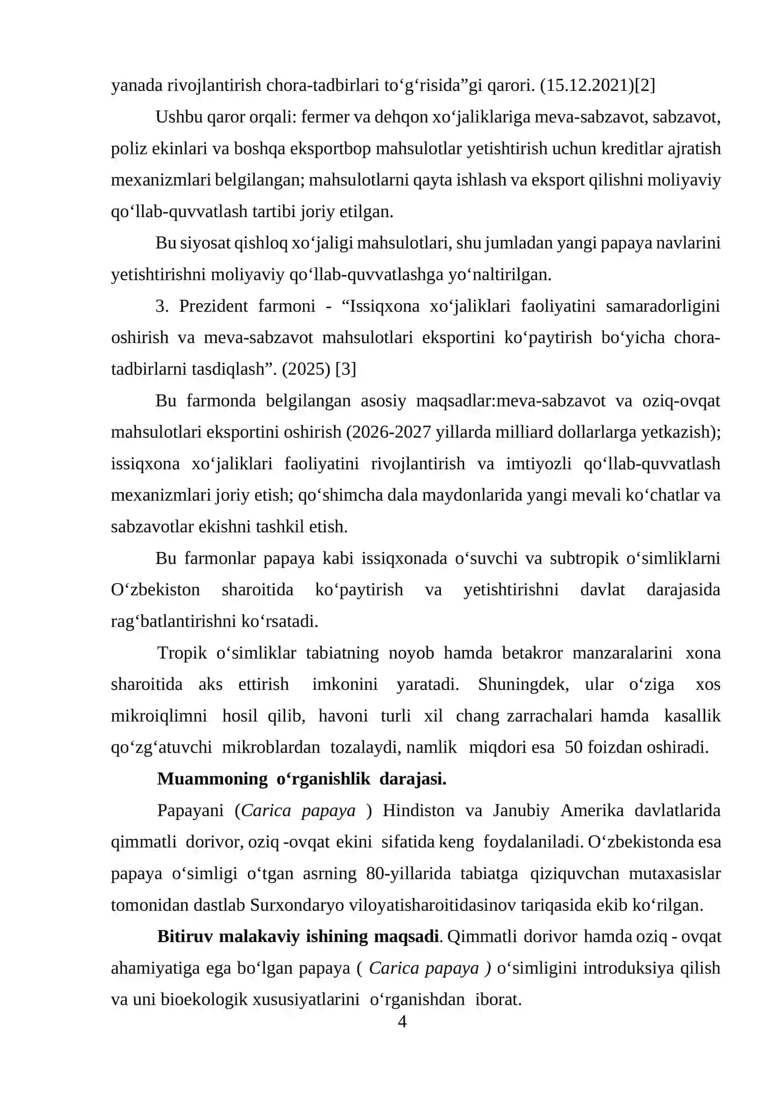 Papaya (Carica papaya) o‘simligining bioekologik xususiyatlari 4