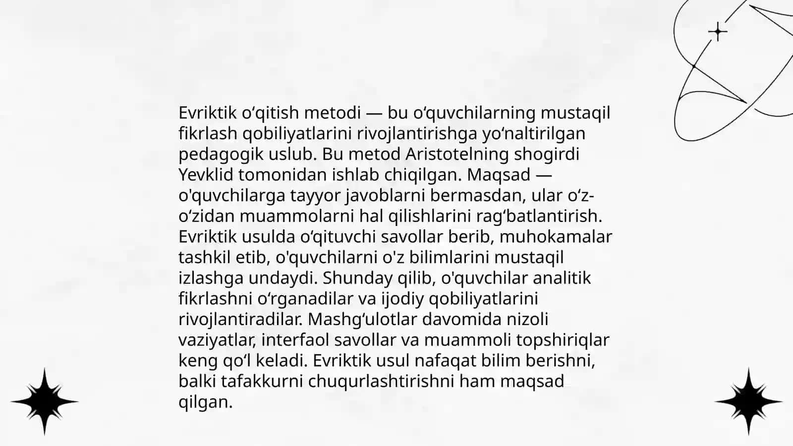 Matematika oʻqitish metodlari (muammoli,evristik,dasturlashga,blokli,modulli) 4