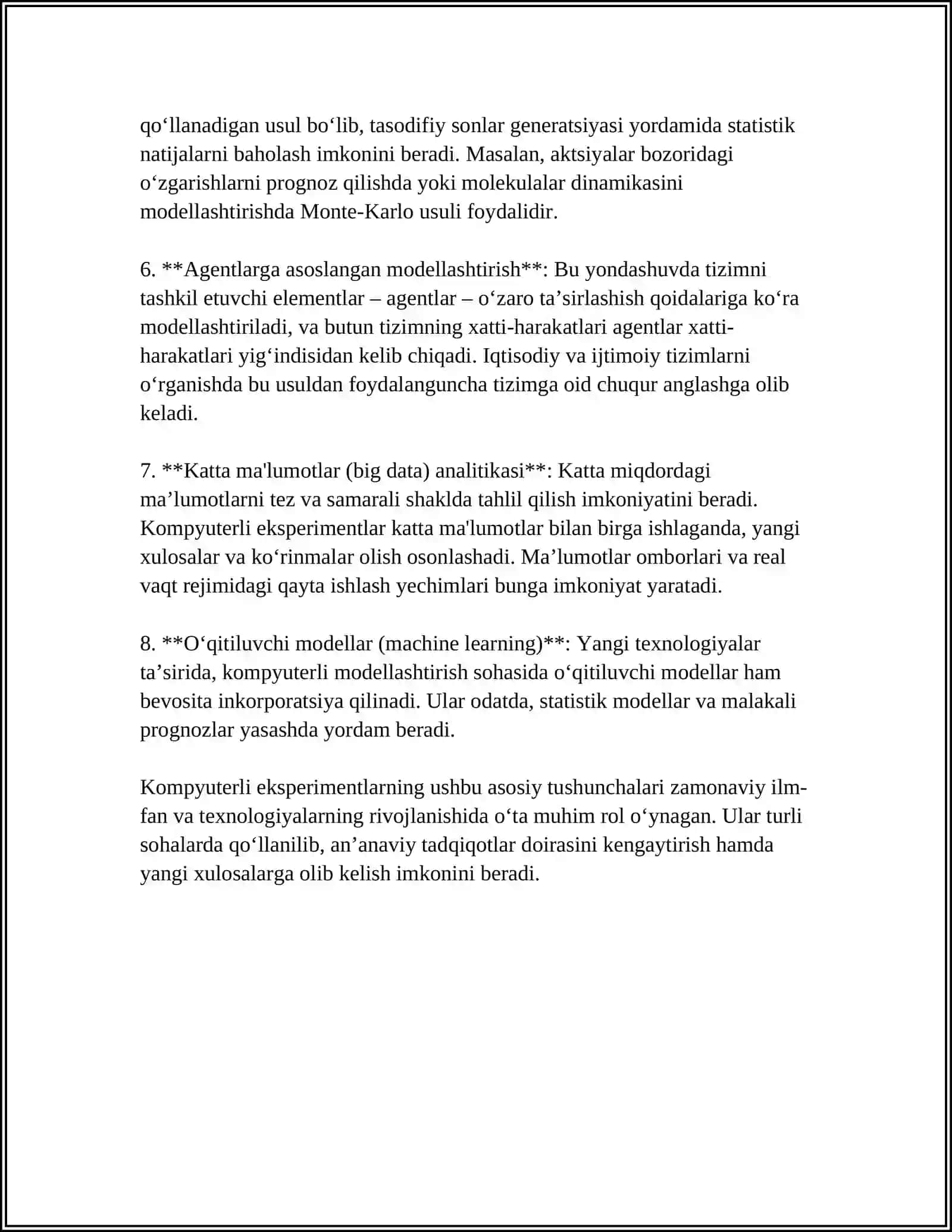 KOMPYUTERLI EKSPERIMENT,UNING IMKONIYATLARI VA SAMARADORLIGI 4