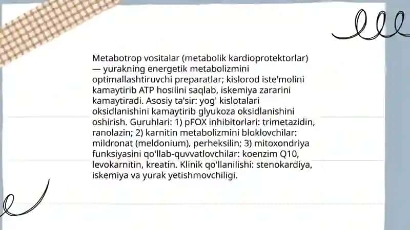 Kardioprotektorlar va Metabotrop Vositalar 4