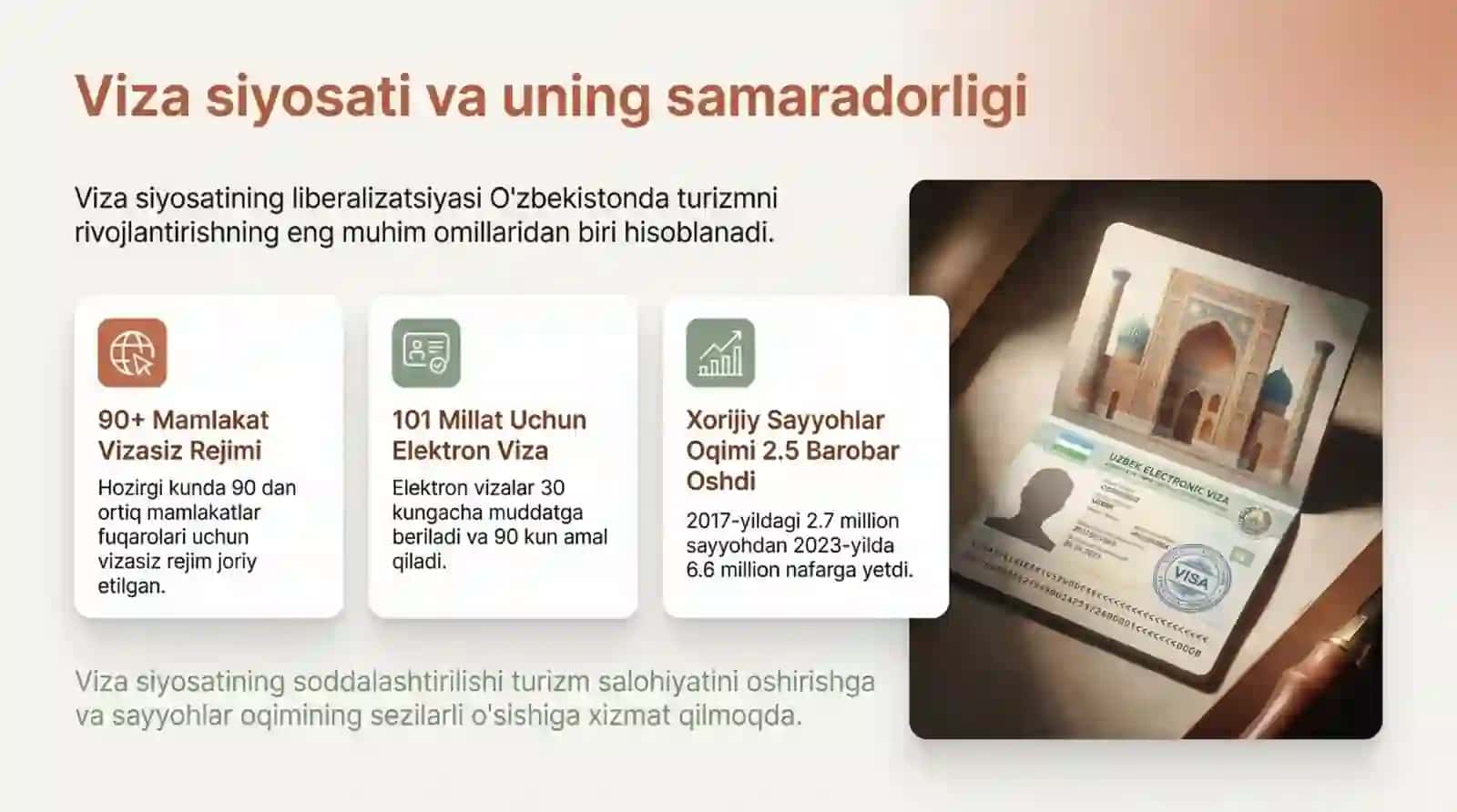 O‘zbekistonda turizm sohasining rivojlantirishga ta’sir etuvchi omillar va ularning o‘ziga xos jihat 4