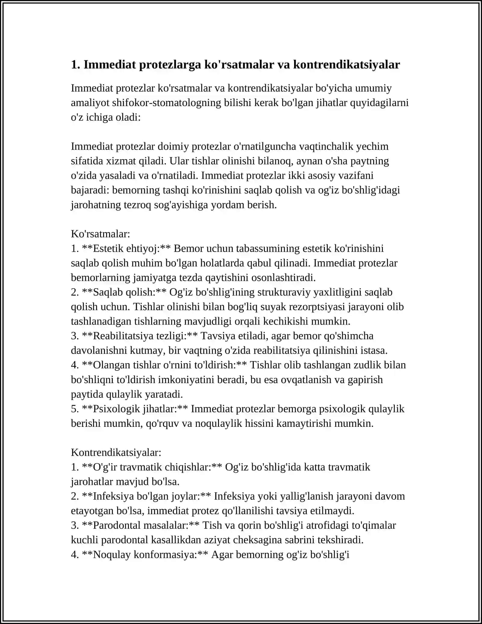 UMUMIY AMALIYOT SHIFOKOR-STOMATOLOGINING IMMEDIAT PROTEZLARN TAYYORLASHDA AN'ANAVIY VA RAQAMLI TEXNOLOGIYALAR USULLARINI BILISHI 4