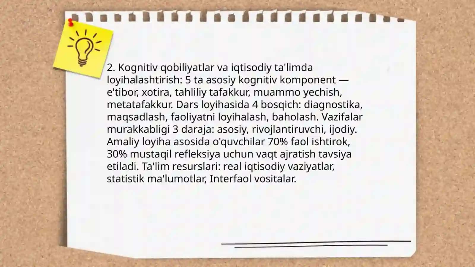 Loyihalashtirishda oʻquvchi shaxsining individual hamda ish xususiyatlari (Iqtisodiy bilim asoslarini oʻqitish metodikasi fanidan) 4