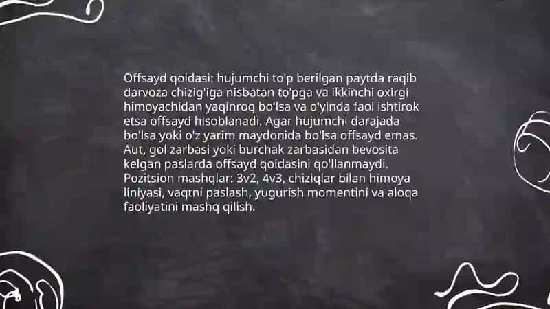 Futbol oʻyin qoidalari. Toʻplar boʻyicha maxsus mashiqlar 4